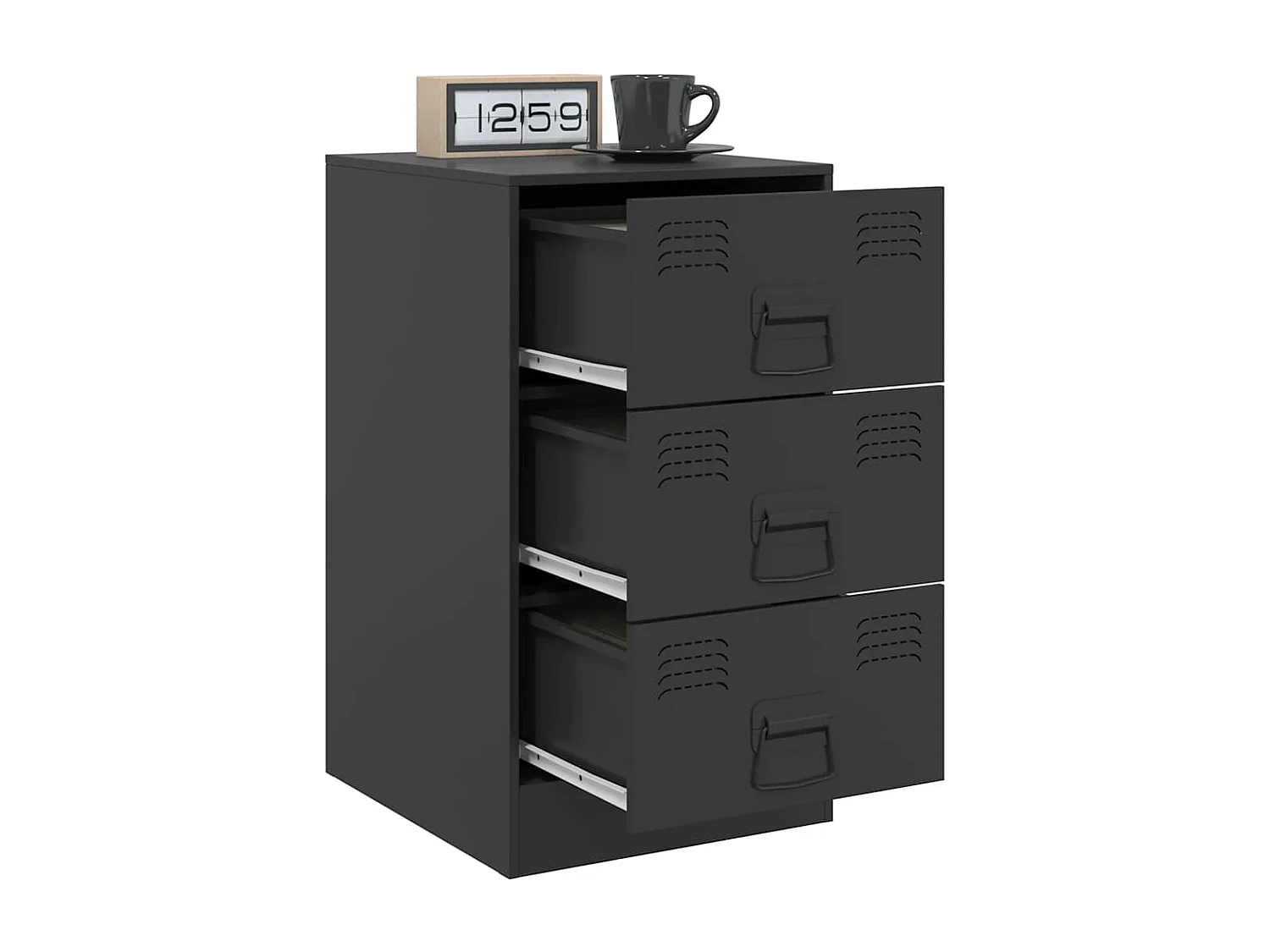 Nachttisch-Beistelltisch-Nachtschrank Schwarz 34,5x39x62 cm Stahl SHL63974