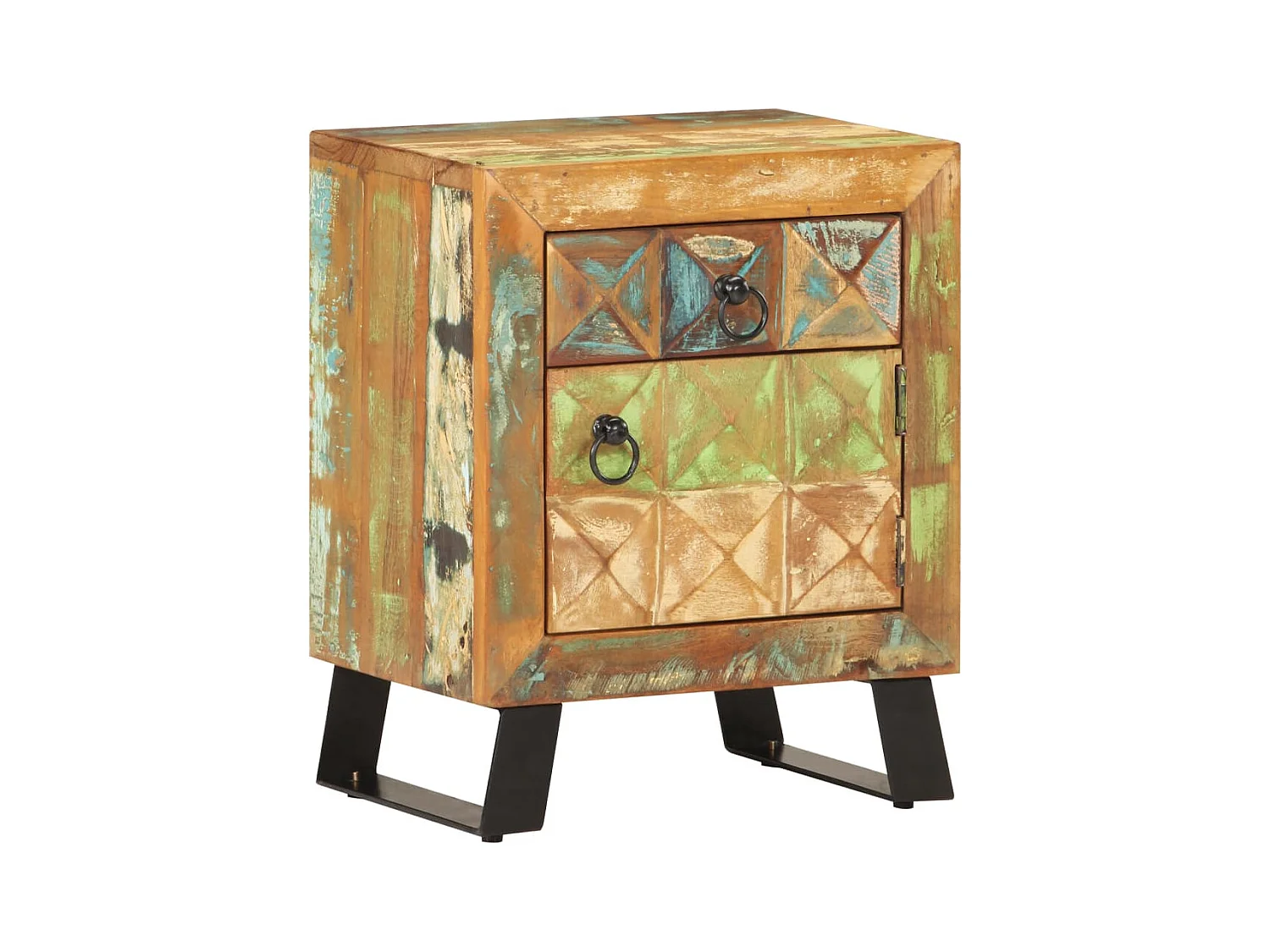 Mesita de noche | Mesilla de noche de madera maciza reciclada 40x30x50 cm