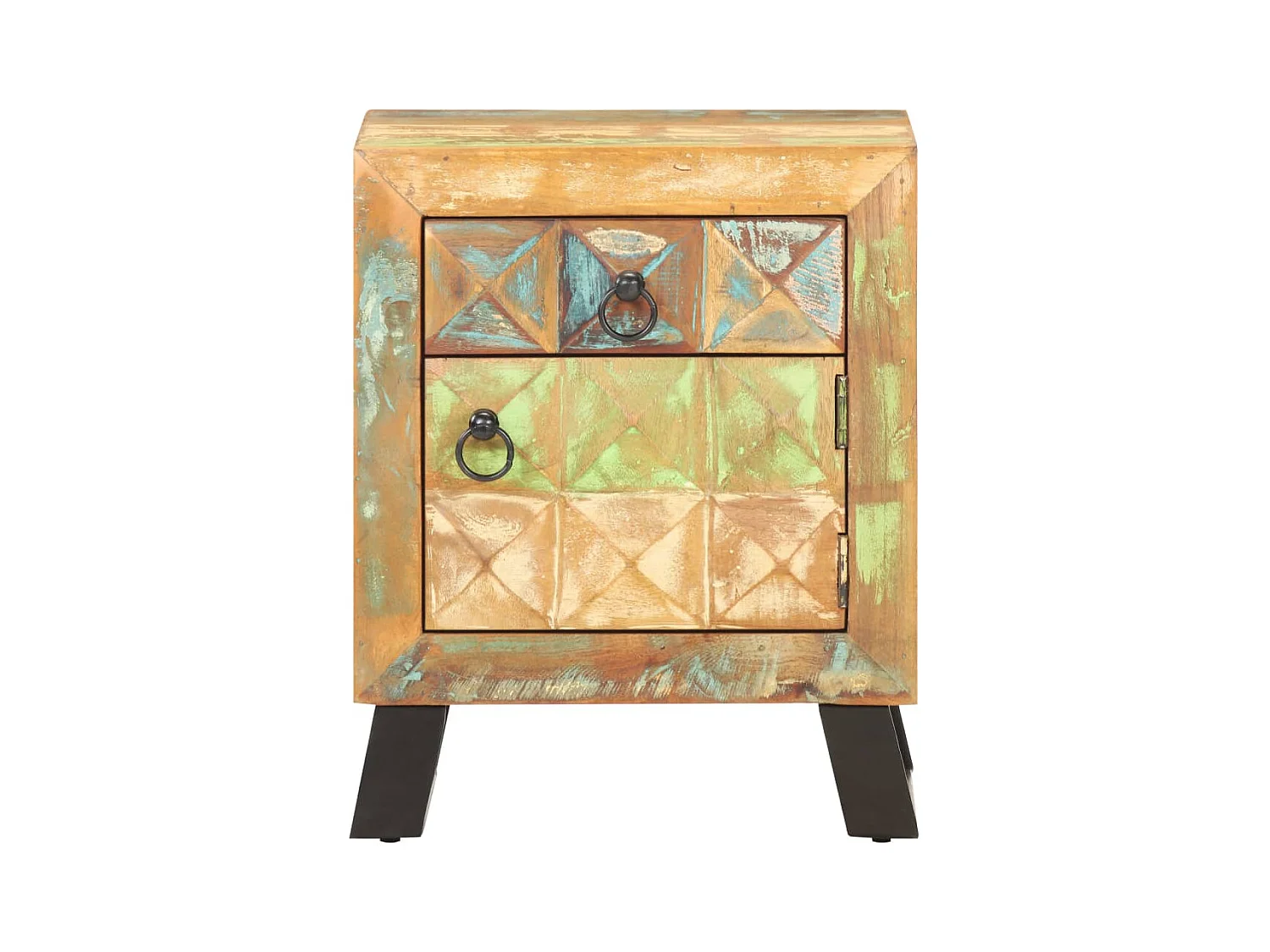 Mesita de noche | Mesilla de noche de madera maciza reciclada 40x30x50 cm