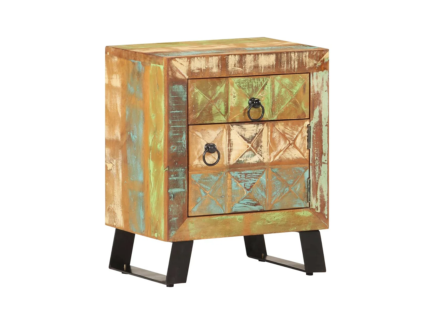 Mesita de noche | Mesilla de noche de madera maciza reciclada 40x30x50 cm