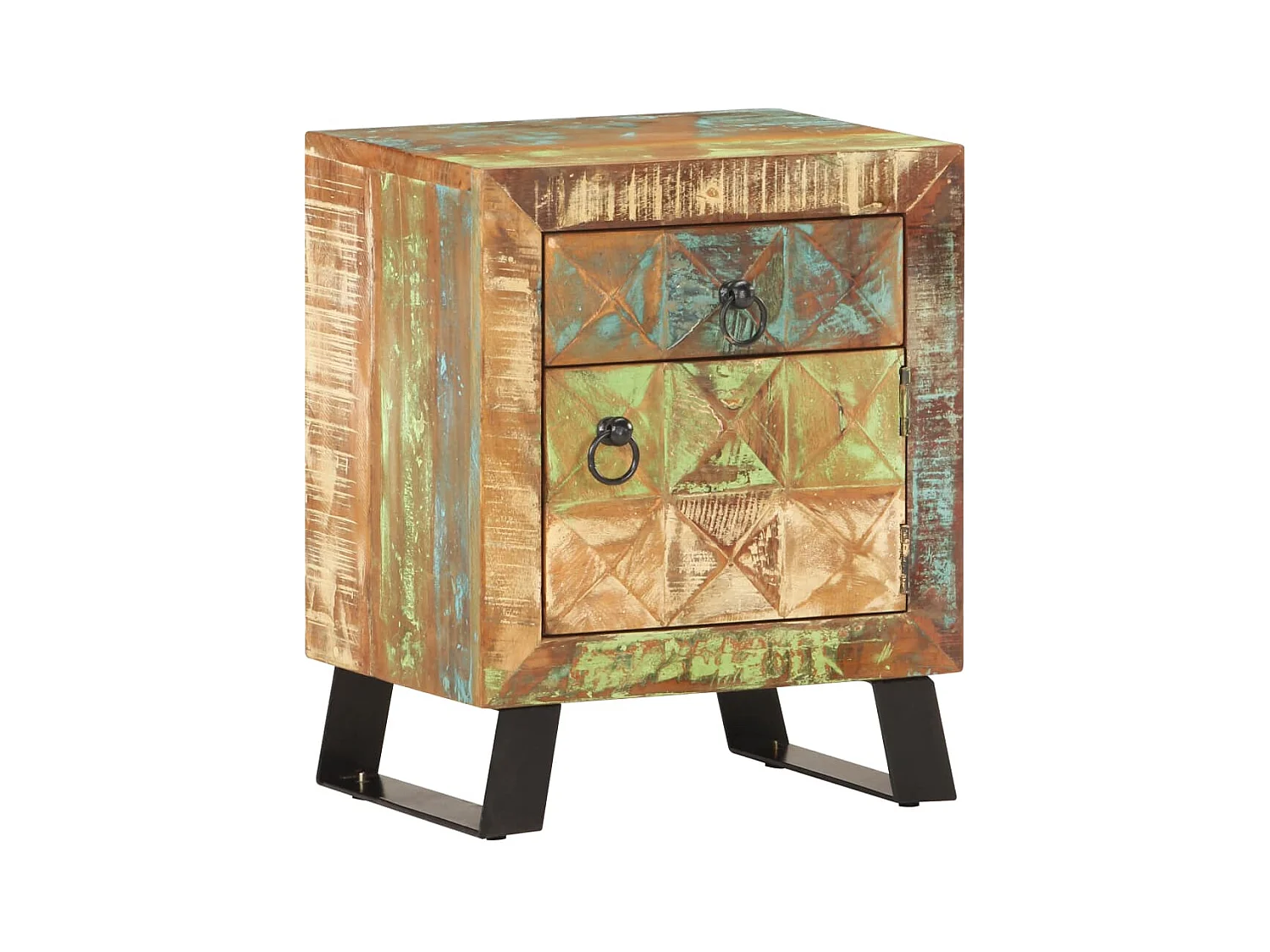 Mesita de noche | Mesilla de noche de madera maciza reciclada 40x30x50 cm