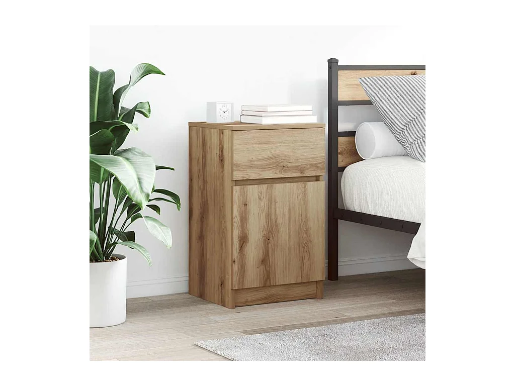 Mesita de noche | Mesilla de noche madera de ingeniería roble artisian 39x35x65 cm
