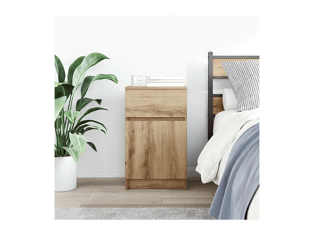 Mesita de noche | Mesilla de noche madera de ingeniería roble artisian 39x35x65 cm
