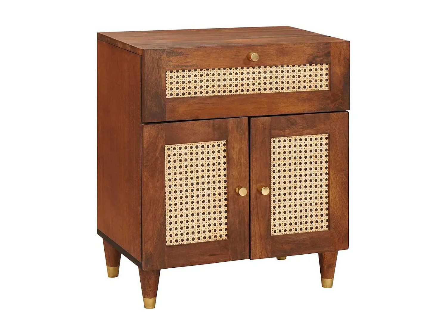 Nachttisch-Beistelltisch Braun 50 x 33 x 60 cm Rohr und massives Mangoholz SHL84138