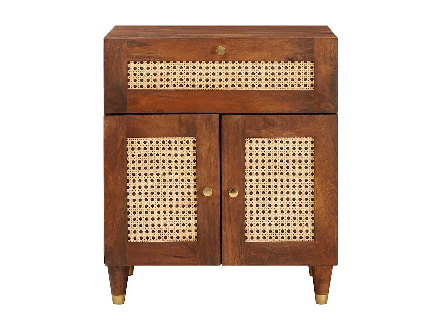 Nachttisch-Beistelltisch Braun 50 x 33 x 60 cm Rohr und massives Mangoholz SHL84138