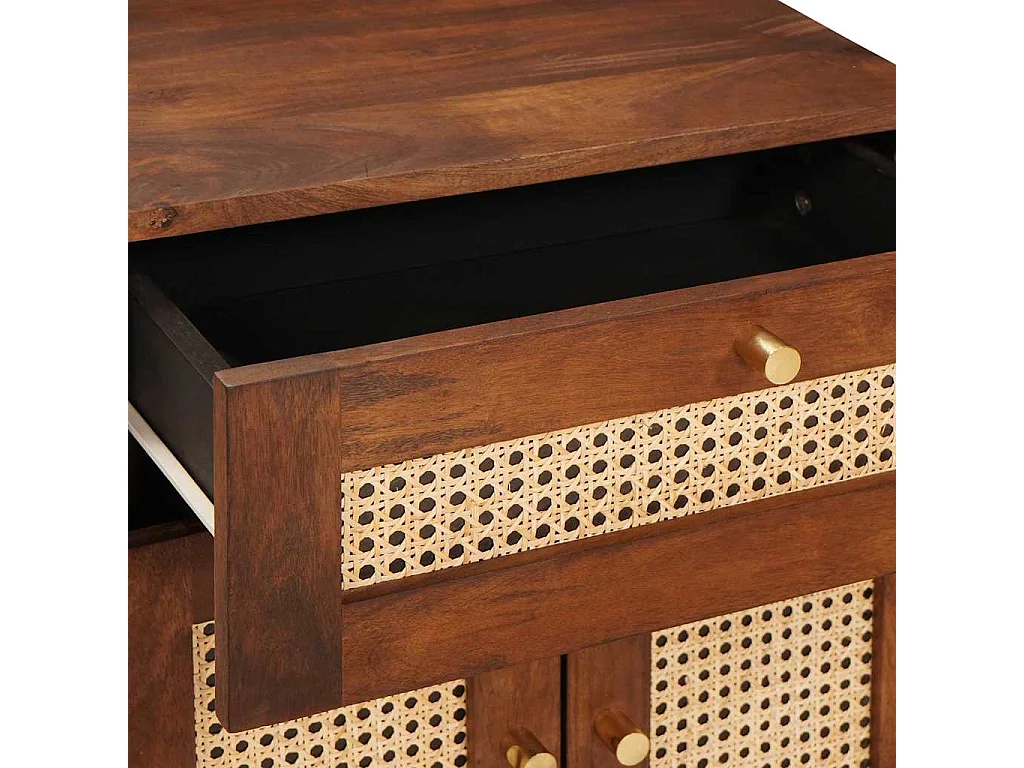 Nachttisch-Beistelltisch Braun 50 x 33 x 60 cm Rohr und massives Mangoholz SHL84138