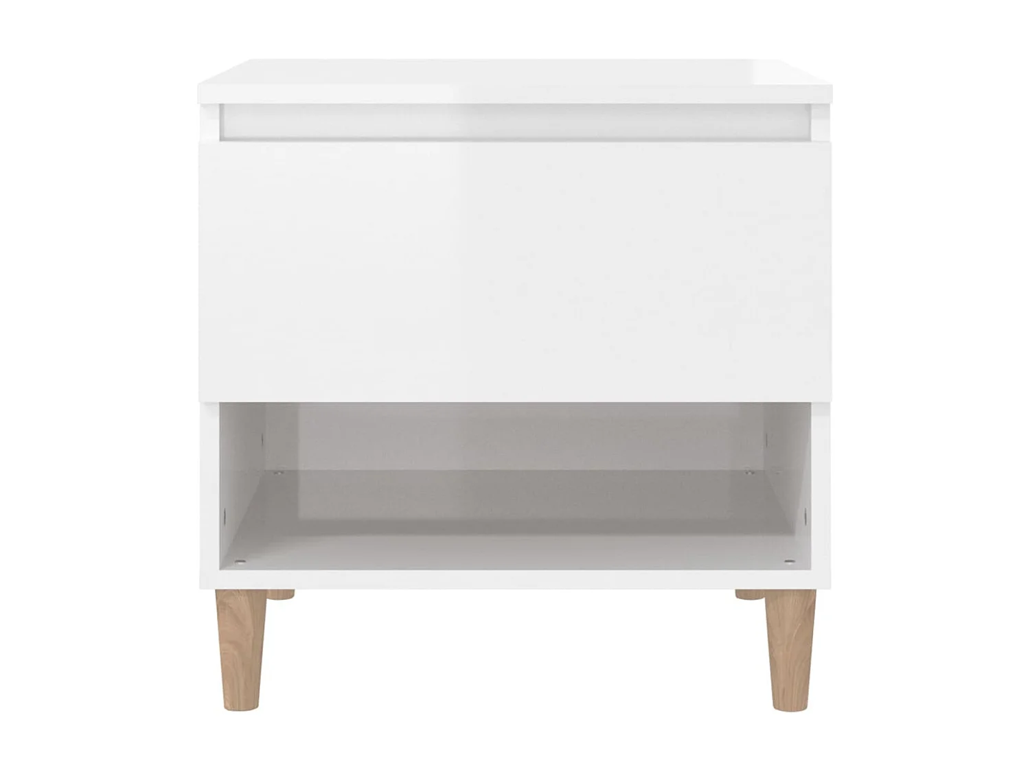 Mesita de noche | Mesilla de noche madera contrachapada blanco brillo 50x46x50 cm