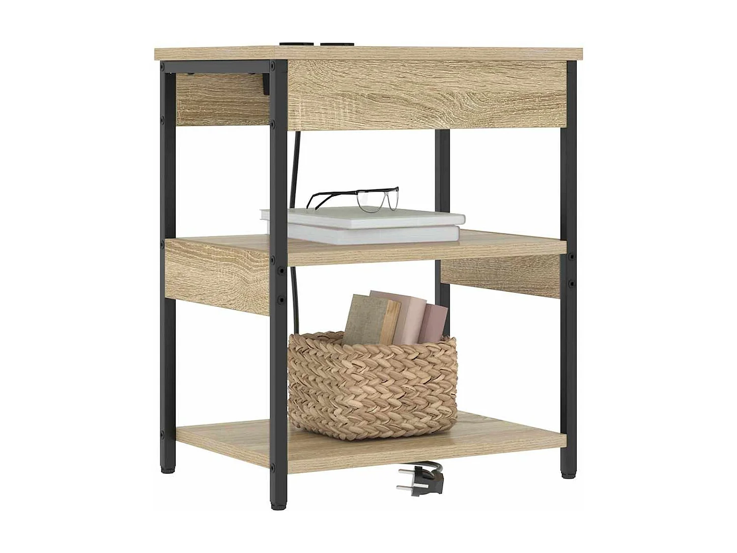 Mesita de Noche | Armario de Noche | Mesa auxiliar Roble Sonoma Madera contrachapada