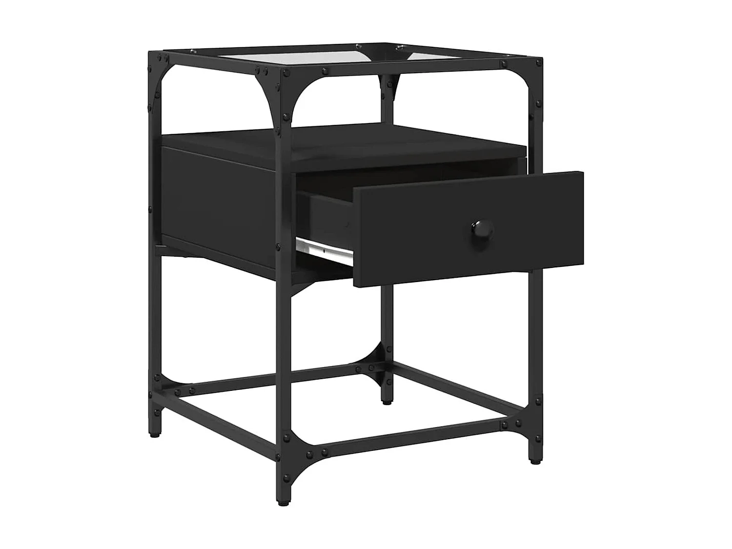 Tables de chevet lot de 2 avec tiroirs noir 40x40x55 cm bois d’ingénierie