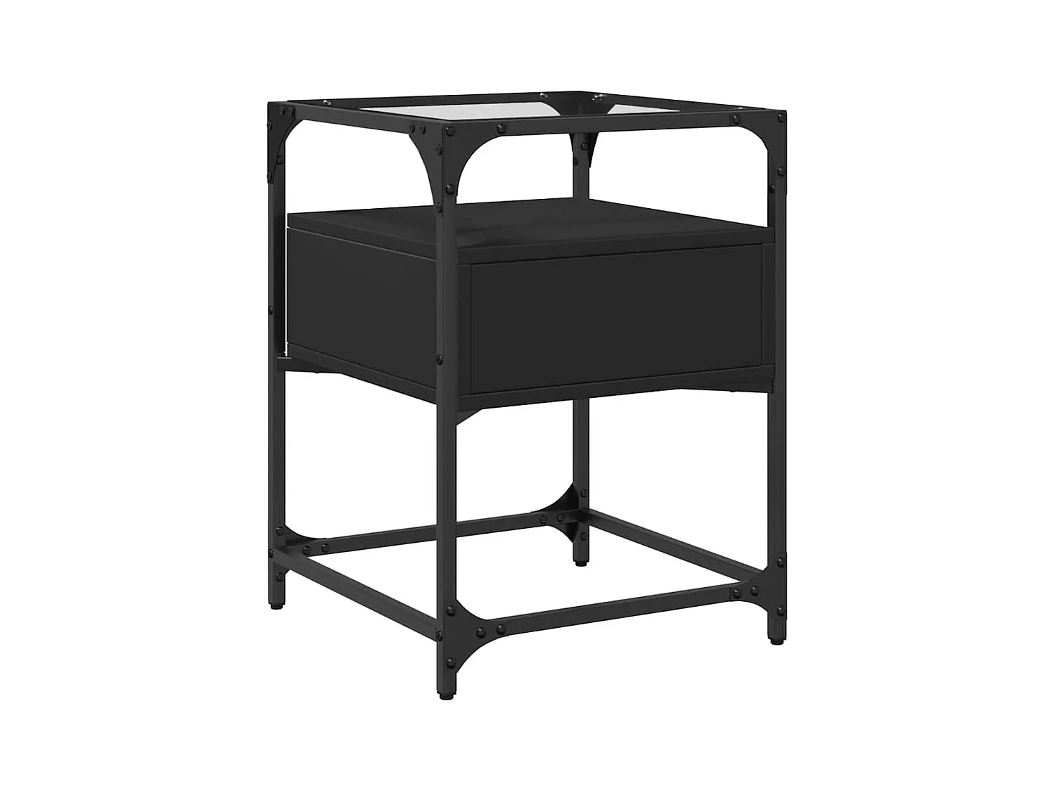 Mesitas de noche | Mesilla de noche 2 uds madera de ingeniería negro 40x30x50 cm