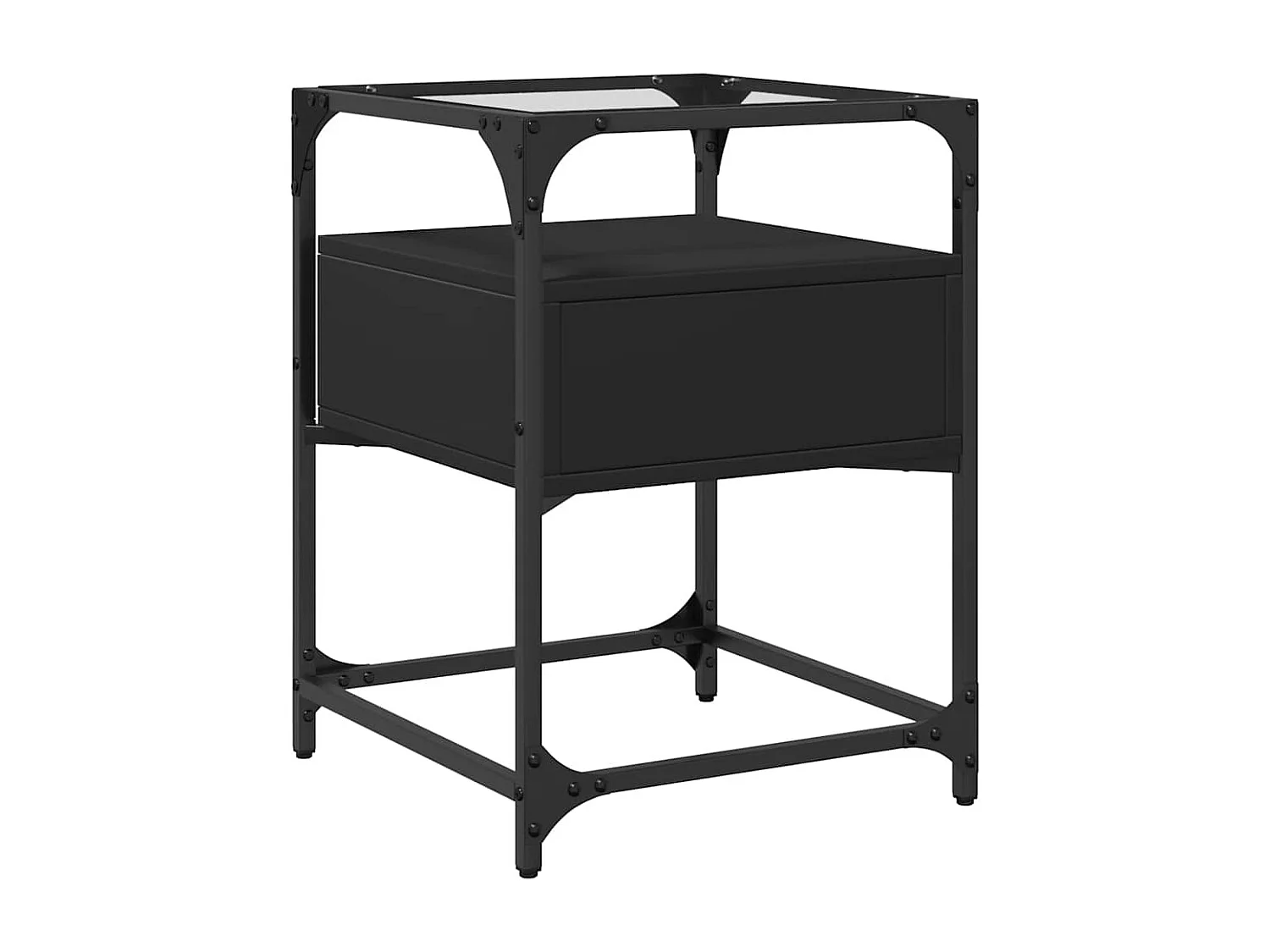 Mesitas de noche | Mesilla de noche 2 uds madera de ingeniería negro 40x30x50 cm