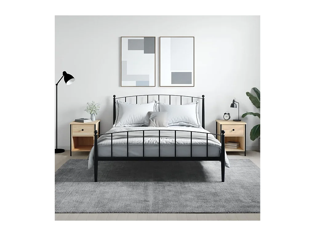 Mesitas de noche | Mesilla de noche 2 uds madera ingeniería roble Sonoma 40x42x50 cm