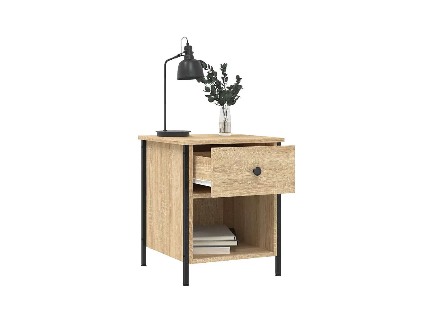 Mesitas de noche | Mesilla de noche 2 uds madera ingeniería roble Sonoma 40x42x50 cm