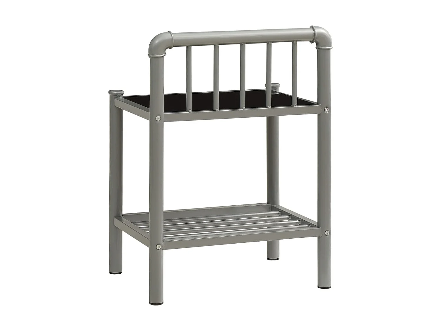 Nachttisch 2er Set-Beistelltisch-Nachttischkommode Grau und Schwarz Metall und Glas SHL91847