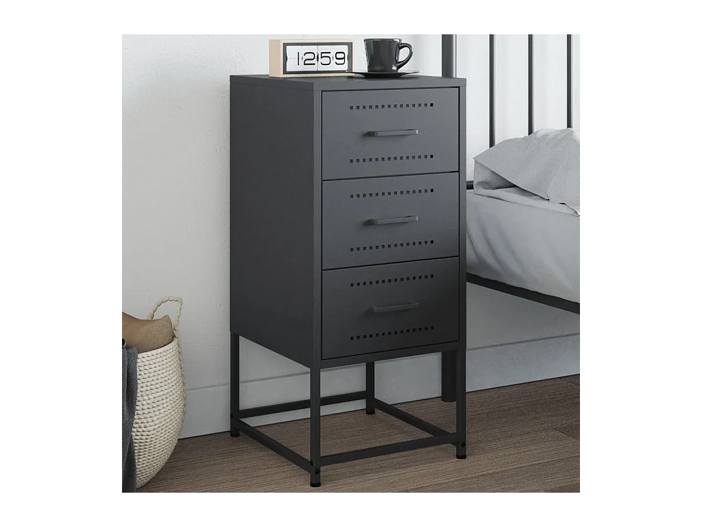 Table de chevet Étroite-Table d'appoint-Table de nuit anthracite 36x39x78 cm acier