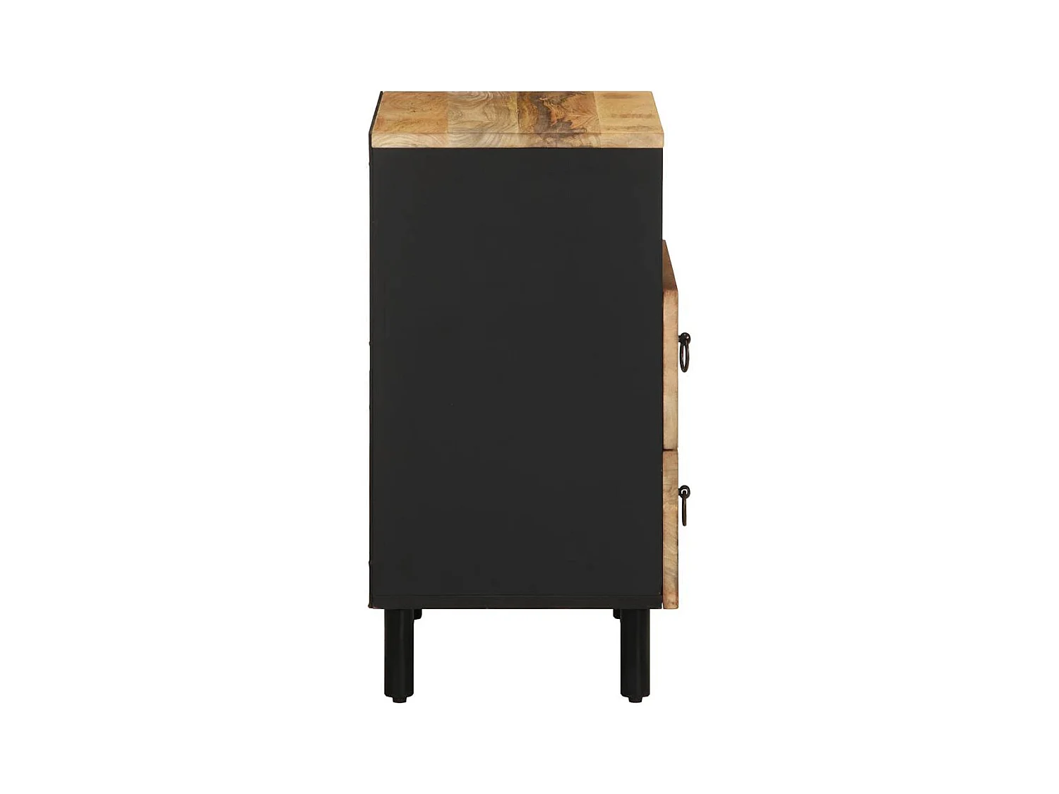 Mesita de noche | Mesilla de noche madera maciza de mango rugosa negro 50x33x62 cm