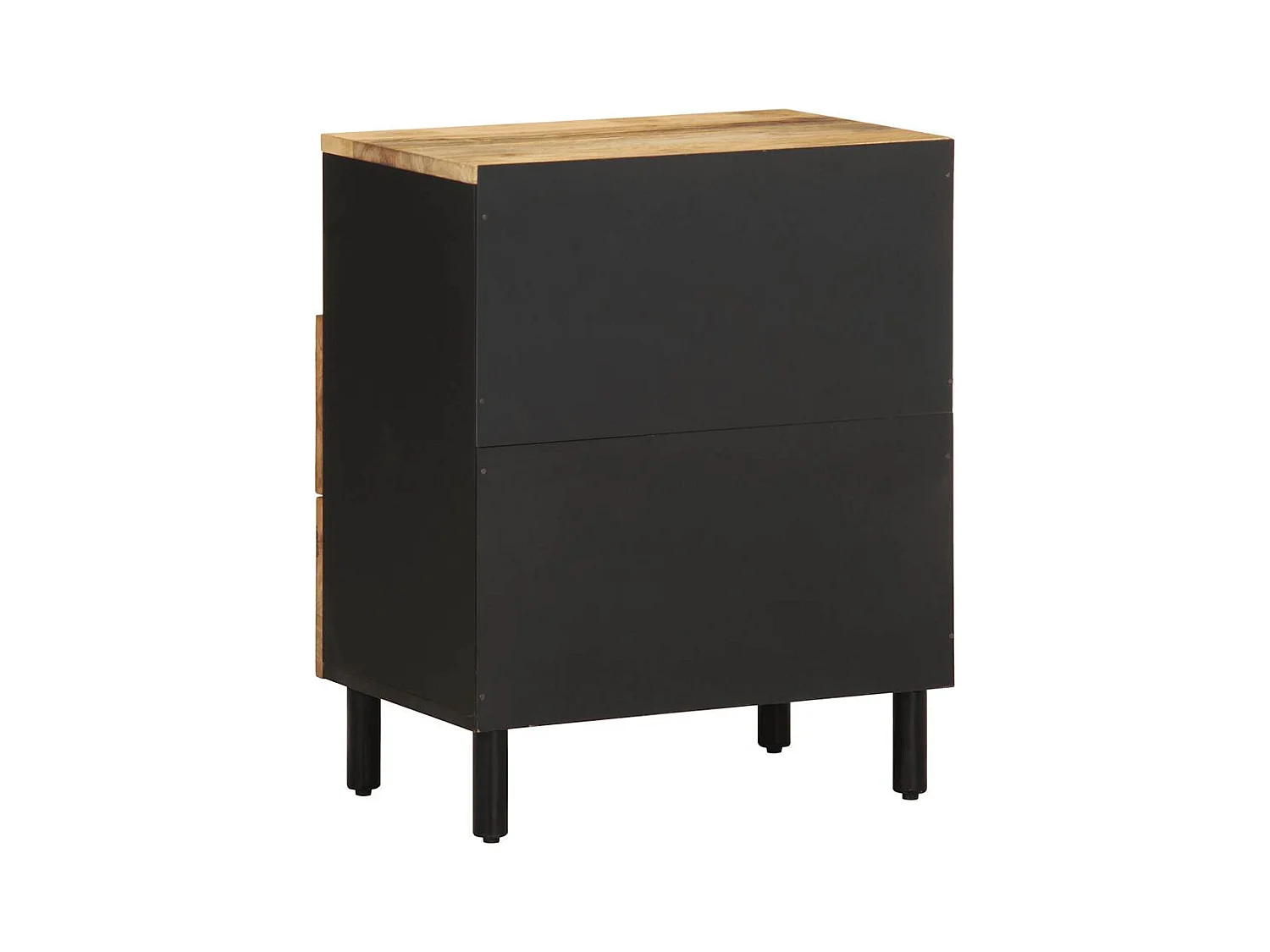 Mesita de noche | Mesilla de noche madera maciza de mango rugosa negro 50x33x62 cm