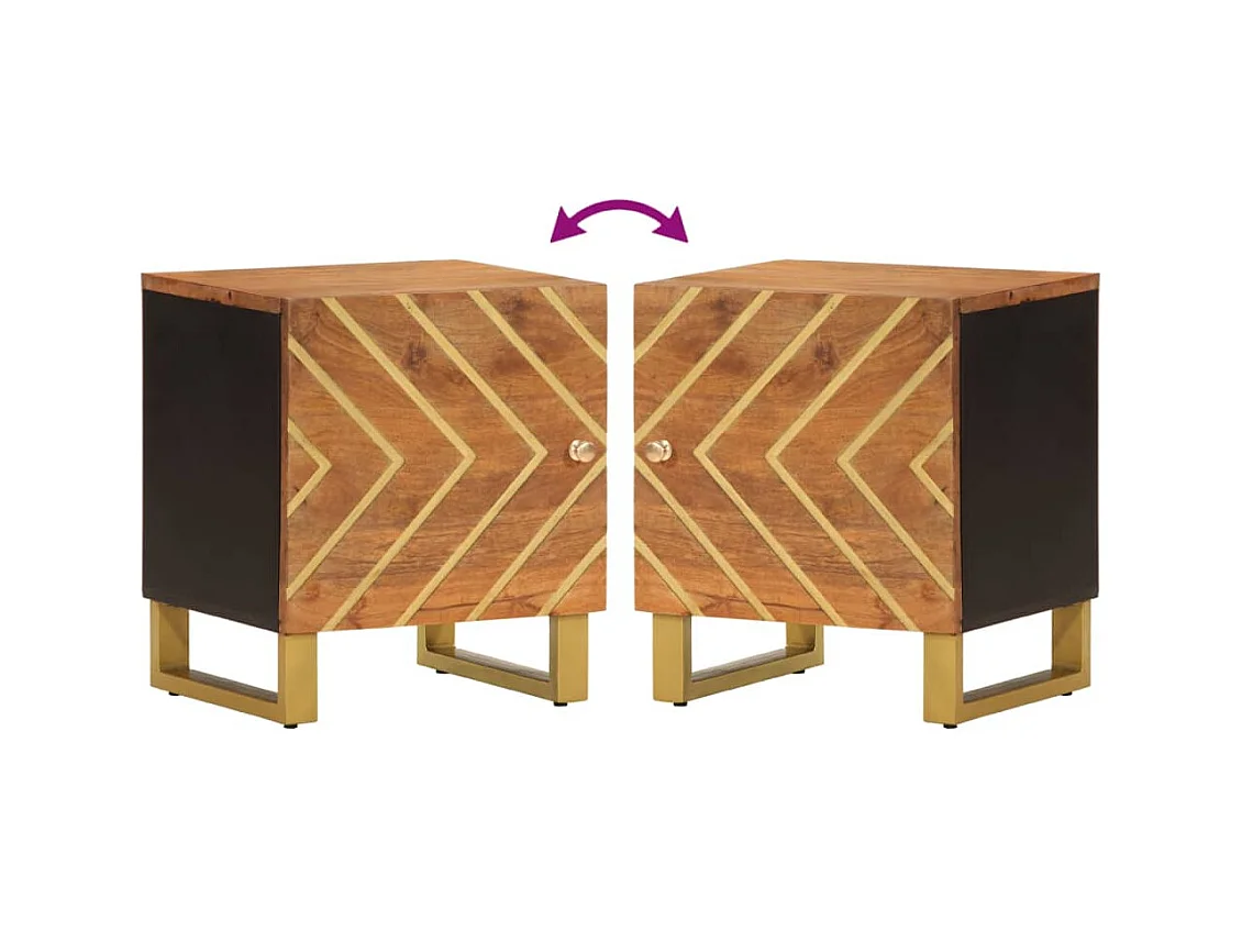 Mesitas de noche | Mesilla de noche 2 uds madera maciza de mango marrón y negro