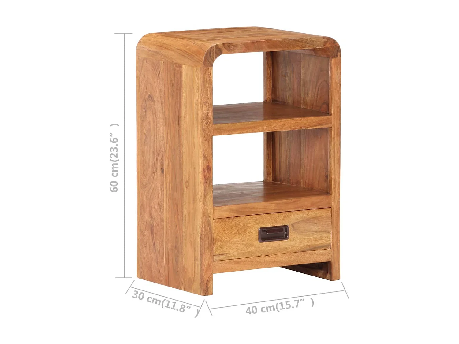 Mesita de noche | Mesilla de noche madera maciza acacia acabado miel 40x30x60 cm