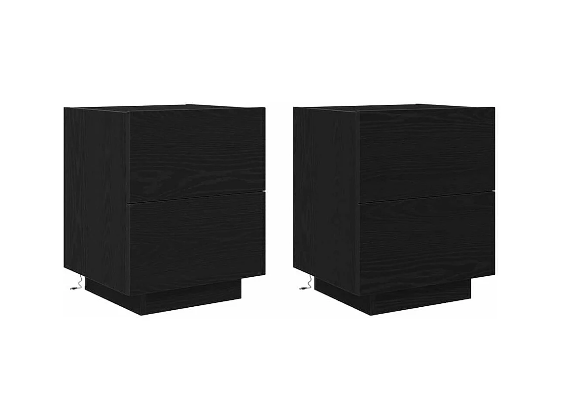 Mesita de Noche | Armario de Noche 2 uds con cajón Roble negro