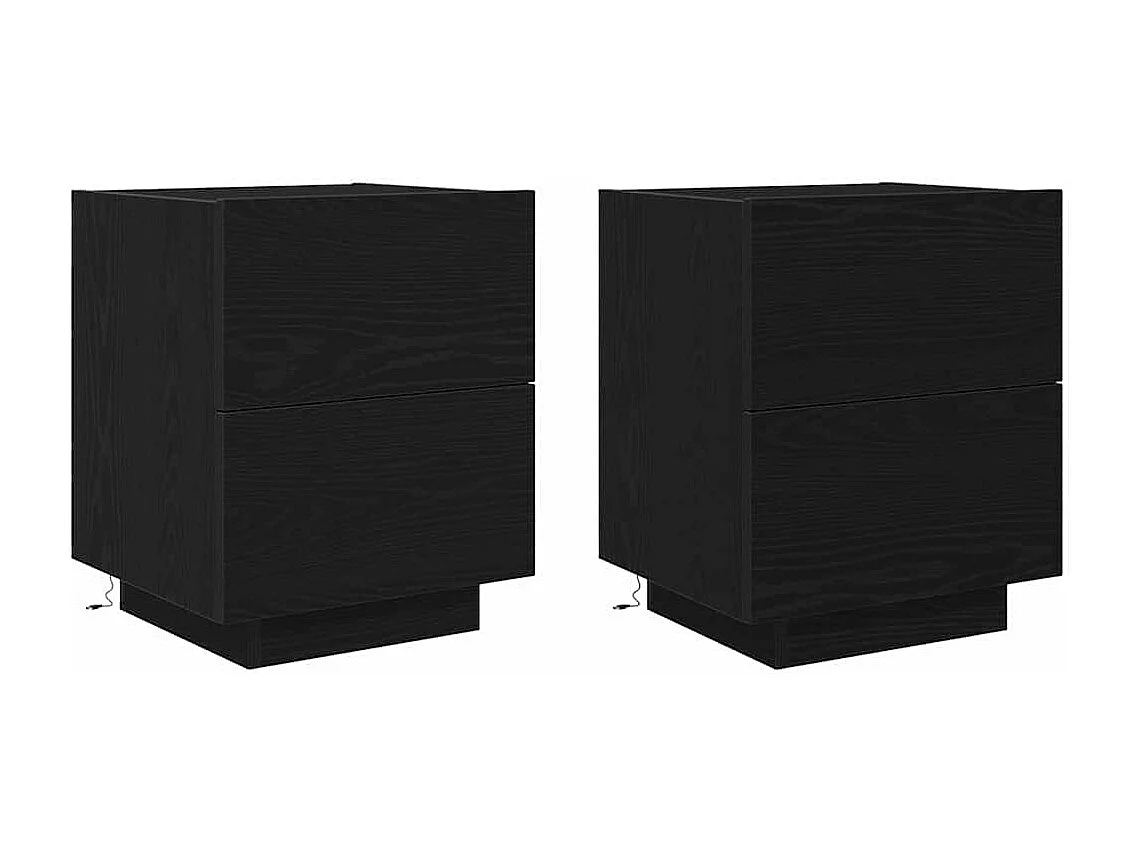 Mesita de Noche | Armario de Noche 2 uds con cajón Roble negro