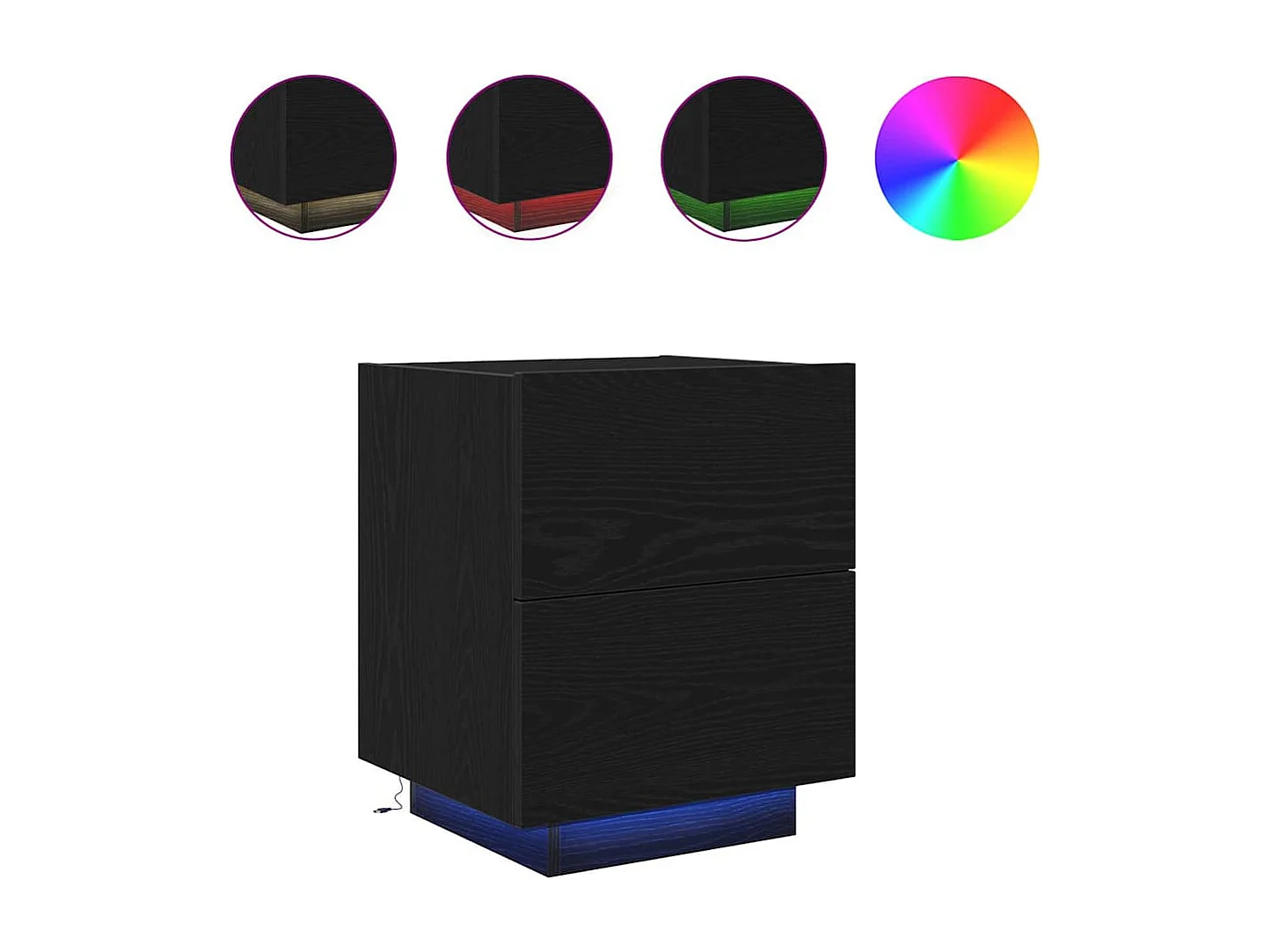 Mesita de Noche | Armario de Noche 2 uds con cajón Roble negro