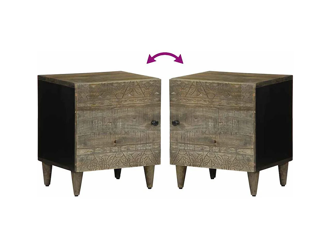 Mesitas de noche | Mesilla de noche 2 uds madera maciza mango gris claro 40x33x46 cm