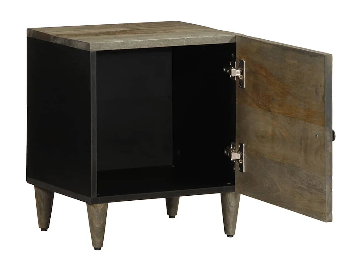 Nachttisch 2er Set-Beistelltisch Hellgrau 40x33x46 cm Massivholz Mango SHL18962