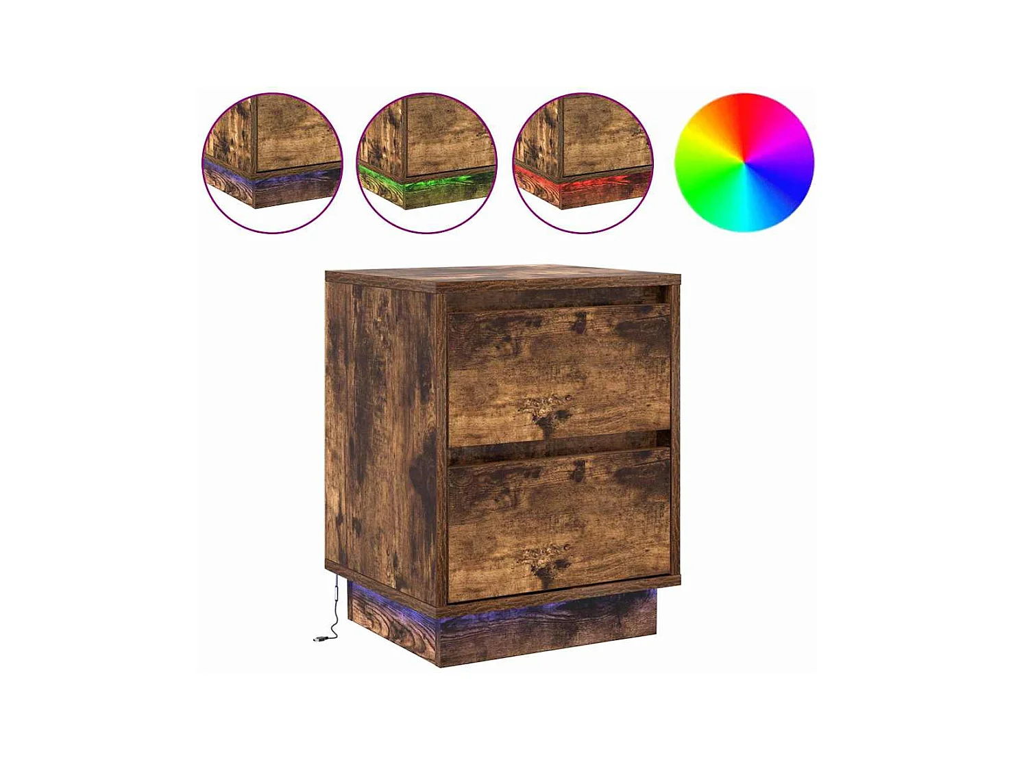 Mesita de Noche | Armario de Noche 2 uds Roble ahumado 39x34.5x50 cm