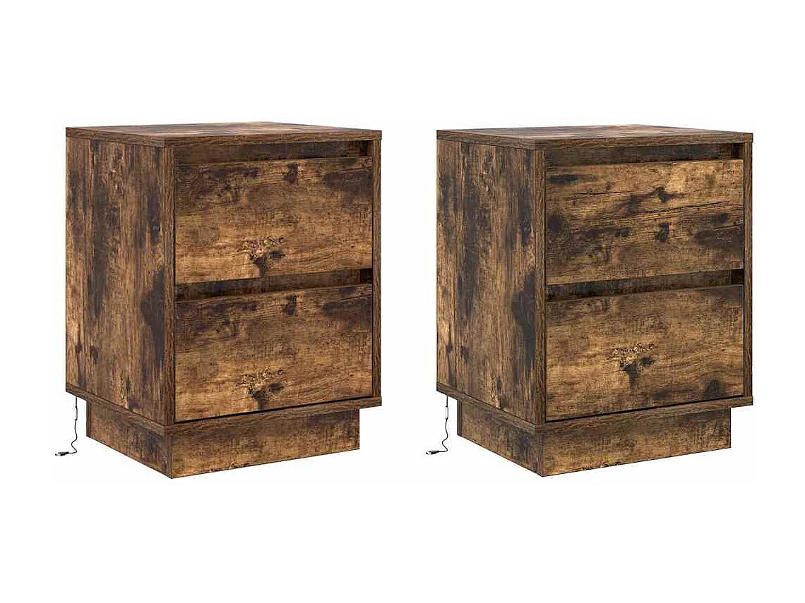 Nachttisch 2er Set-Beistelltisch Geräucherte Eiche 39 x 34,5 x 50 cm SHL97984