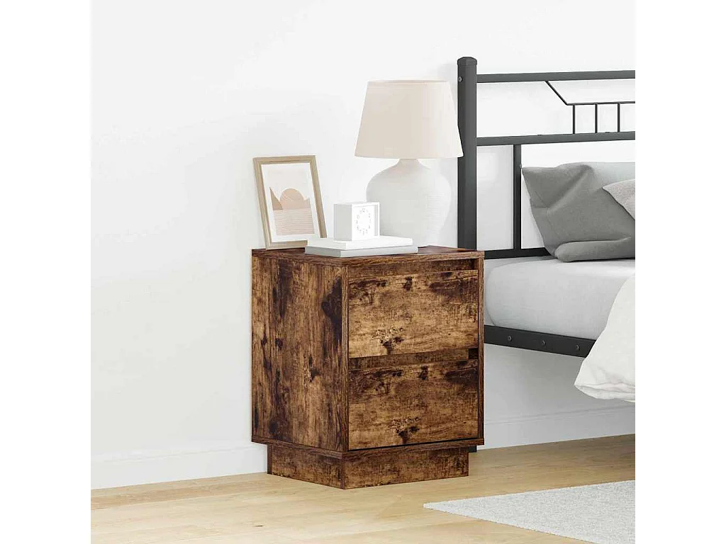 Nachttisch 2er Set-Beistelltisch Geräucherte Eiche 39 x 34,5 x 50 cm SHL97984