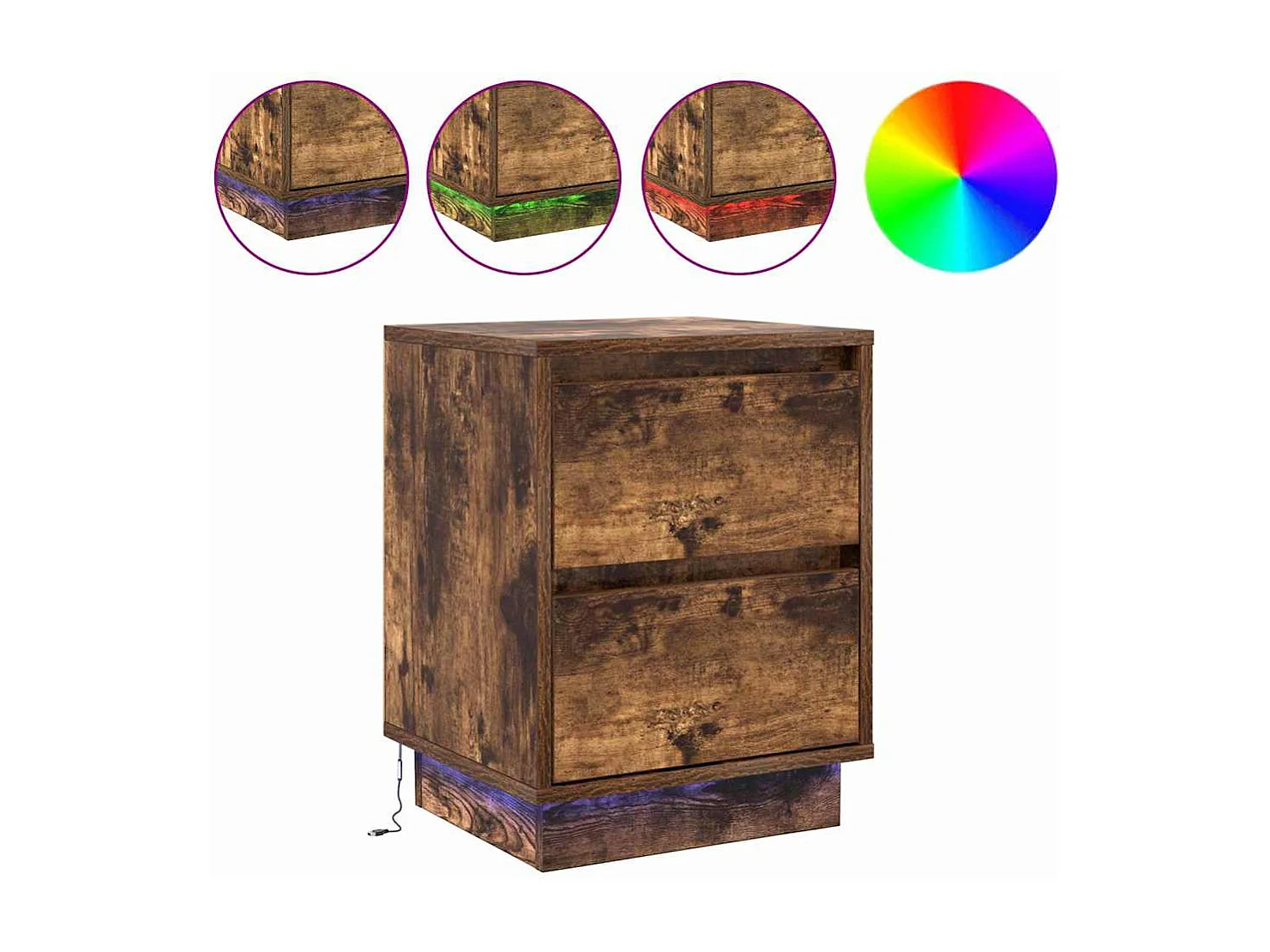 Nachttisch 2er Set-Beistelltisch Geräucherte Eiche 39 x 34,5 x 50 cm SHL97984