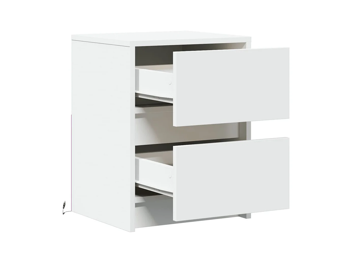 Mesitas de noche | Mesilla de noche con luces LED 2 uds madera ingeniería blanca