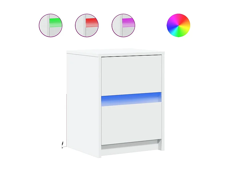 Nachttische mit LED-Leuchten 2er Set | Beistelltisch Weiß Holzwerkstoff SHL40966