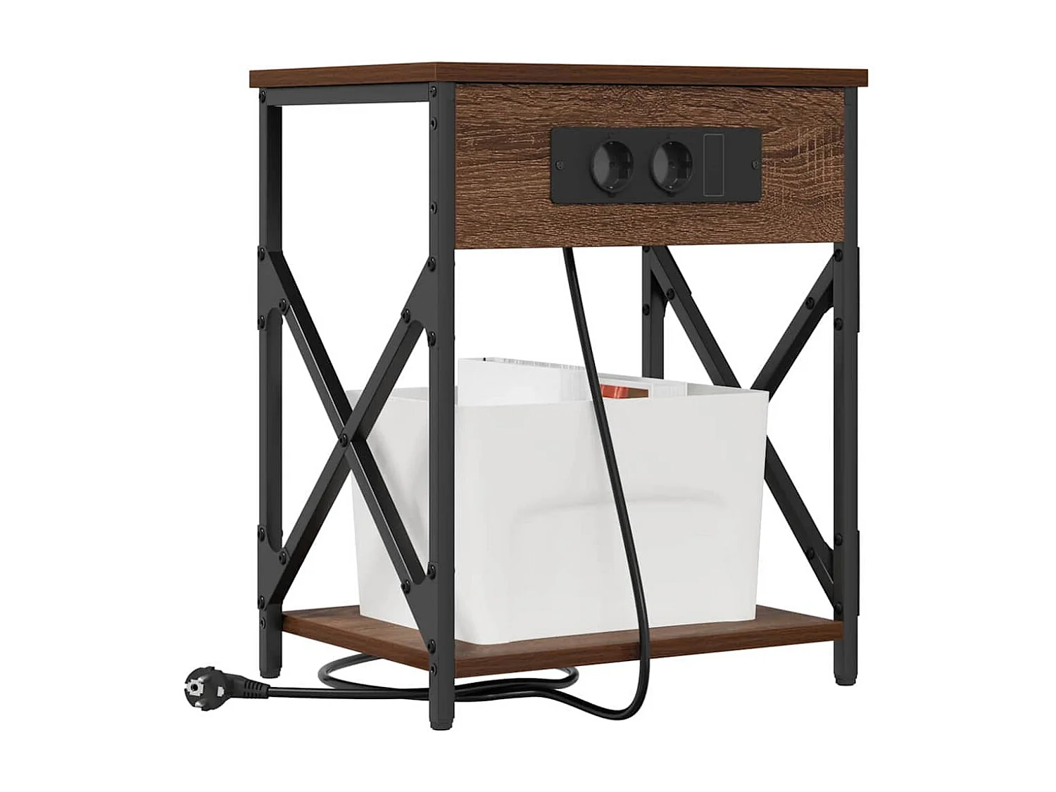 Lot de 2 Tables de chevet avec rangement Chêne marron 41x31x51 cm