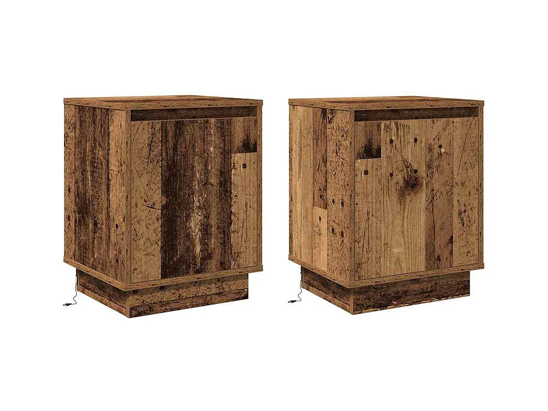 Mesita de Noche | Armario de Noche 2 uds Madera vieja 39x34.5x50 cm