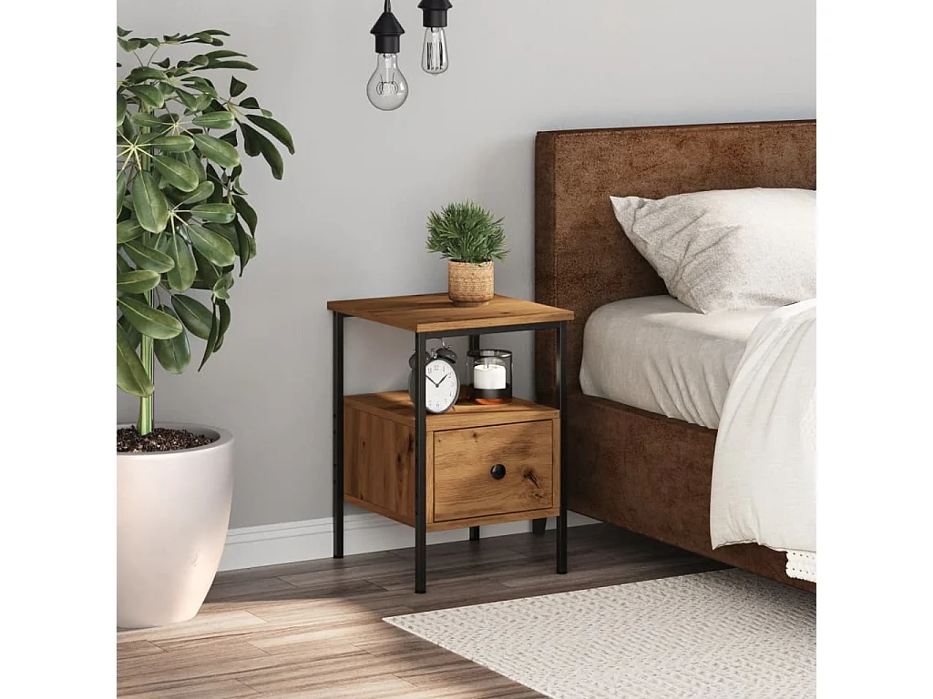 Nachttisch-Beistelltisch Artisan-Eiche 34x36x50 cm Holzwerkstoff SHL27821