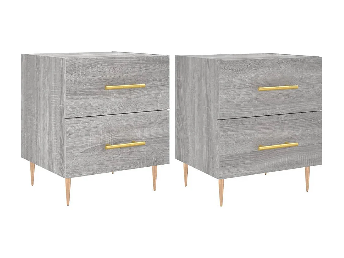 Nachttisch 2er Set-Beistelltisch-Nachttischkommode Grau Sonoma 40x35x47,5 cm Holzwerkstoff SHL66275