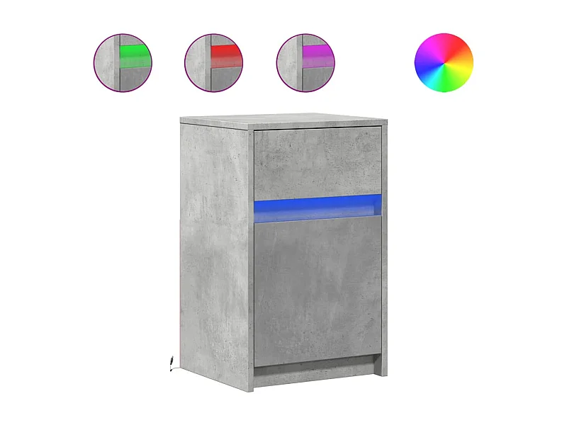 Mesita de noche | Mesilla de noche luces LED 2 uds madera ingeniería gris hormigón