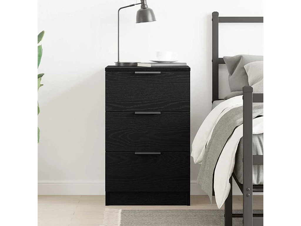 Mesita de Noche | Armario de Noche | Mesilla de noche con cajón Roble negro 40x65x65 cm