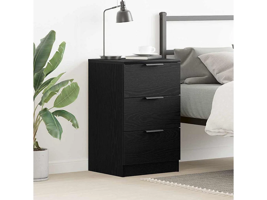 Nachttisch-Beistelltisch Schwarz Eichen-Optik 40 x 65 x 65 cm Holzwerkstoff SHL39584