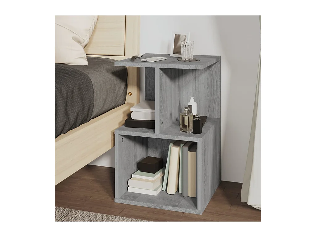 Mesita de noche | Mesilla de noche madera contrachapada gris Sonoma 35x35x55 cm