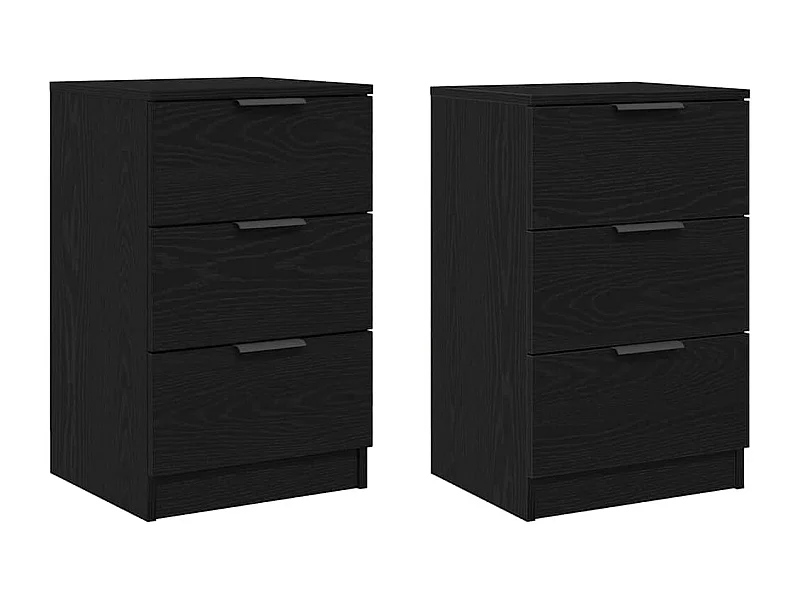 Mesita de Noche | Armario de Noche 2 uds con cajón Roble negro 40x65x65 cm