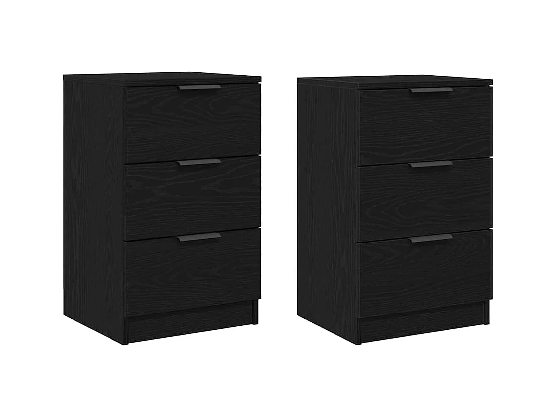 Mesita de Noche | Armario de Noche 2 uds con cajón Roble negro 40x65x65 cm