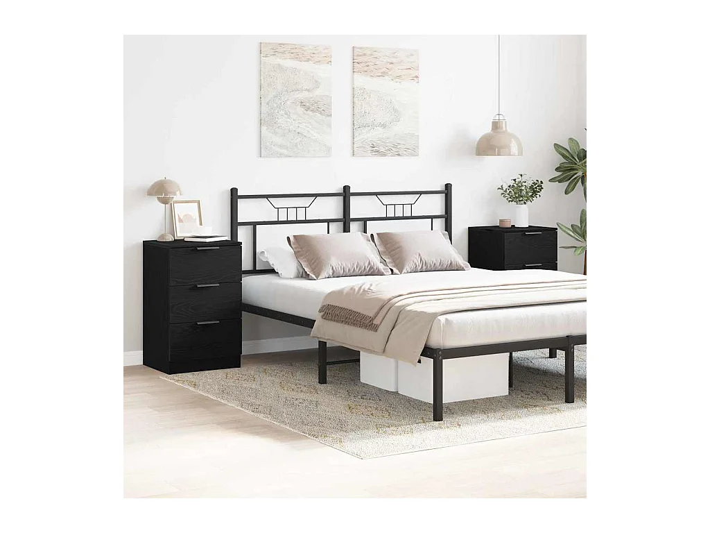 Mesita de Noche | Armario de Noche 2 uds con cajón Roble negro 40x65x65 cm