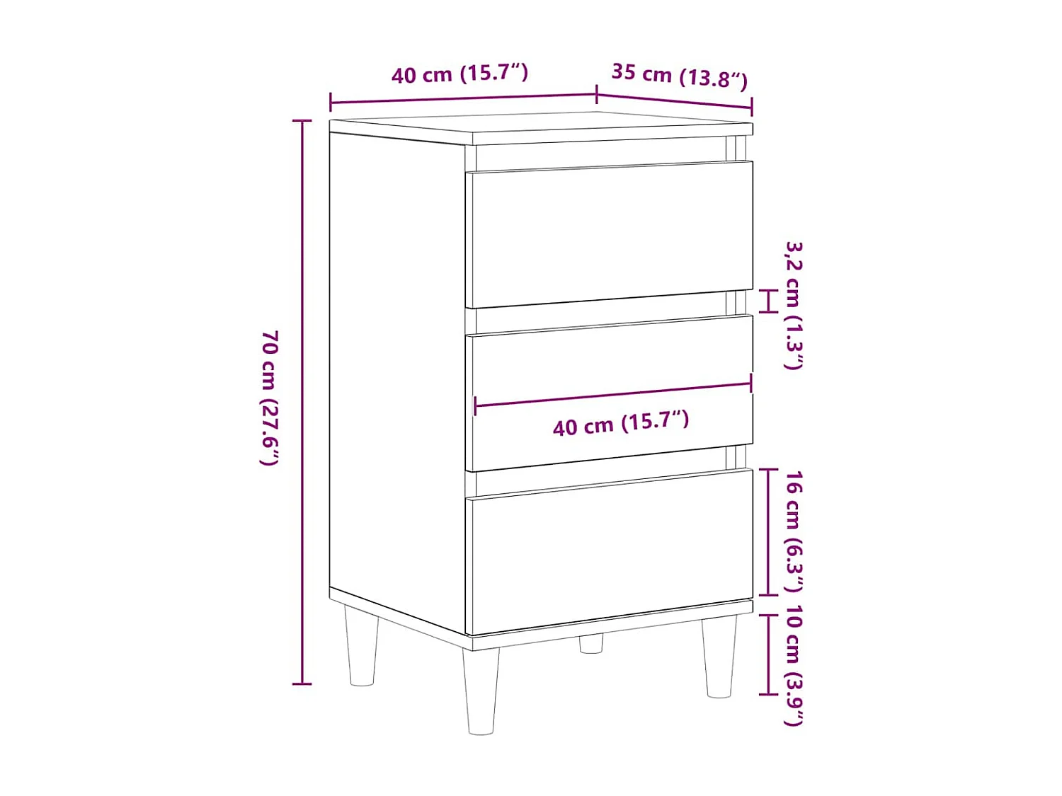Mesita de Noche | Armario de Noche | Mesilla de noche con cajón Roble negro 40x35x70 cm