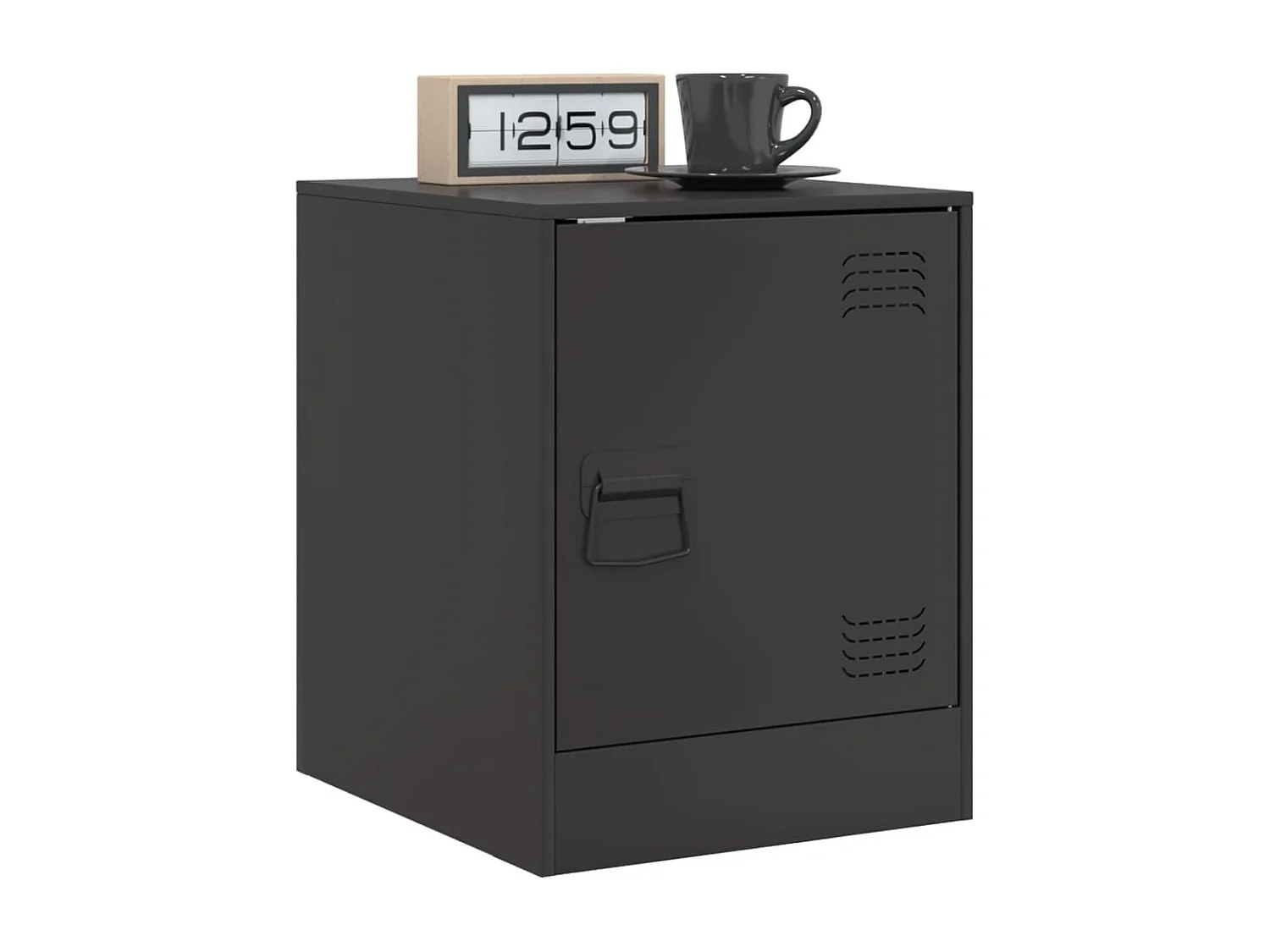 Nachttisch 2er Set-Beistelltisch-Nachttischkommode Schwarz 34,5x39x44 cm Stahl SHL30598