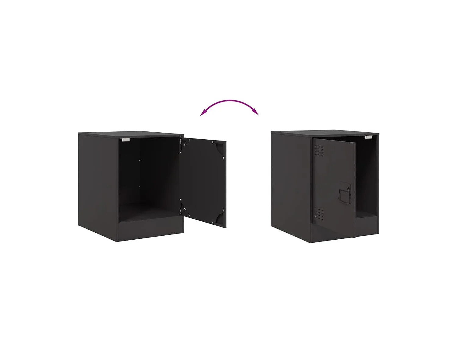 Nachttisch 2er Set-Beistelltisch-Nachttischkommode Schwarz 34,5x39x44 cm Stahl SHL30598