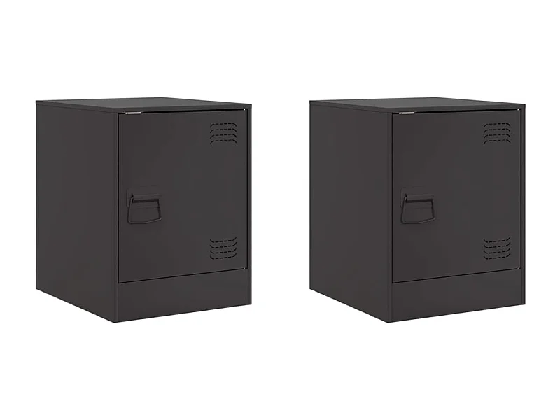 Tables de chevet lot de 2 avec rangement noir 34,5x39x44 cm acier