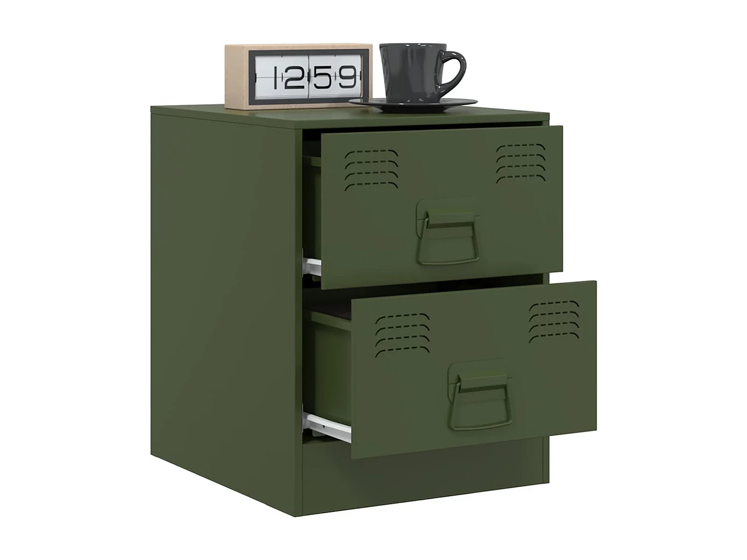 Nachttisch 2er Set-Beistelltisch-Nachttischkommode Grün 34,5x39x44 cm Stahl SHL72636